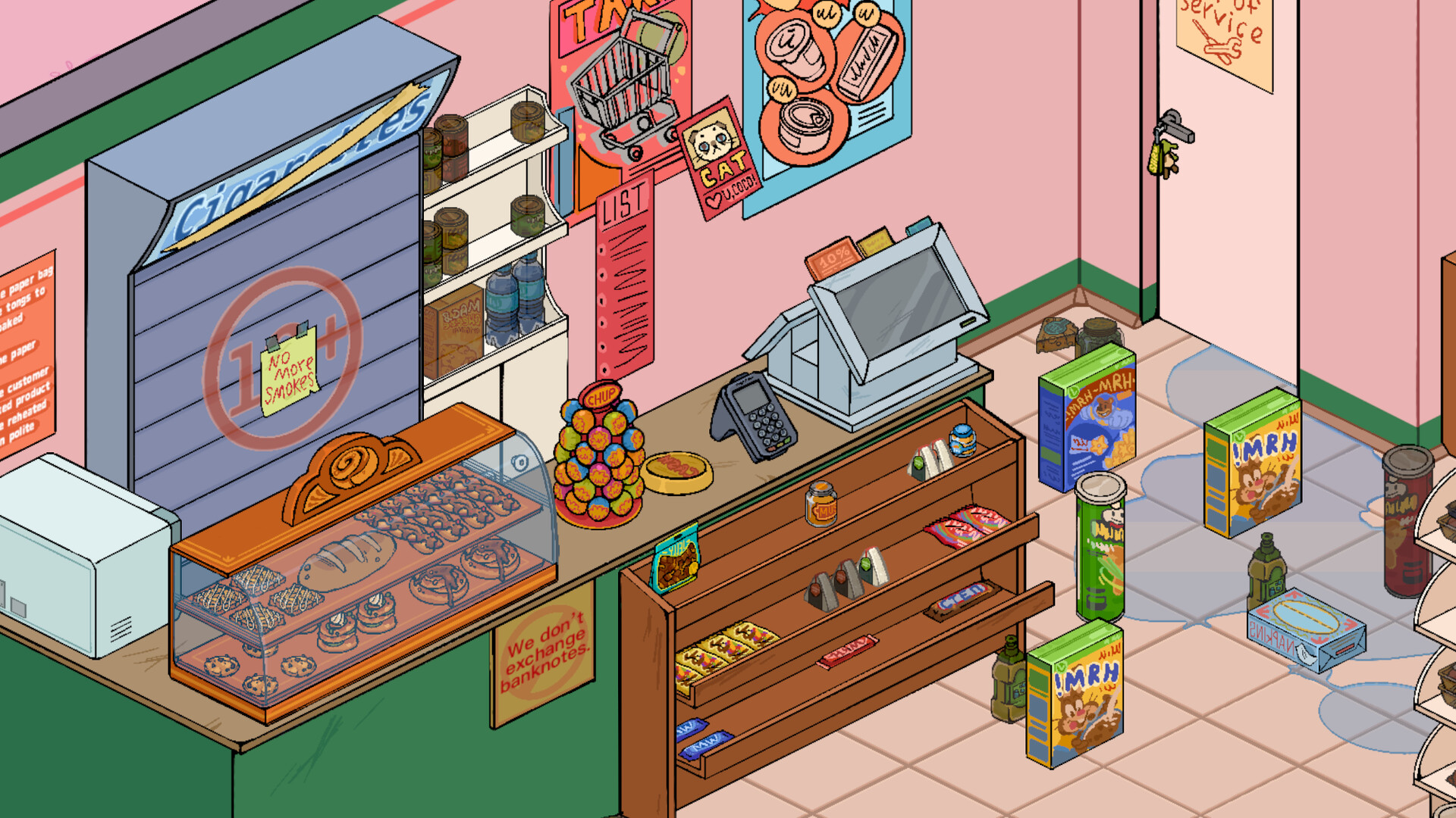 Neat! gameplay overview showing a tidy story location with household objects and Molly's organizing workspace